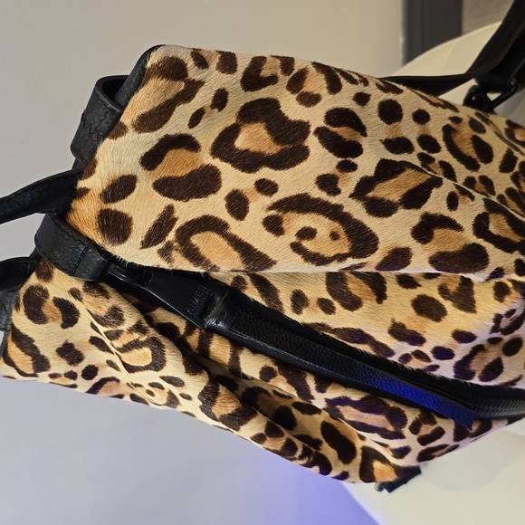 Aimee Kestenberg Calf Fur Black Animal leopard print backpack Leather Purse HOT - Picture 8 of 15